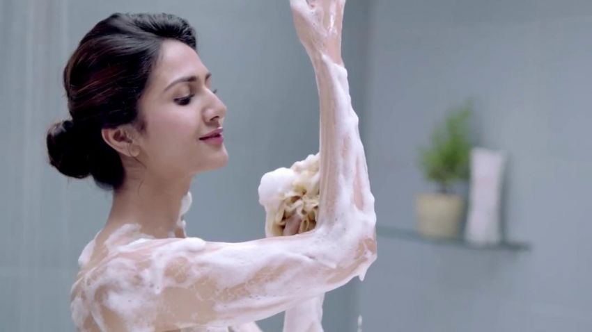 Vaani Kapoor bathing for a tv commercial