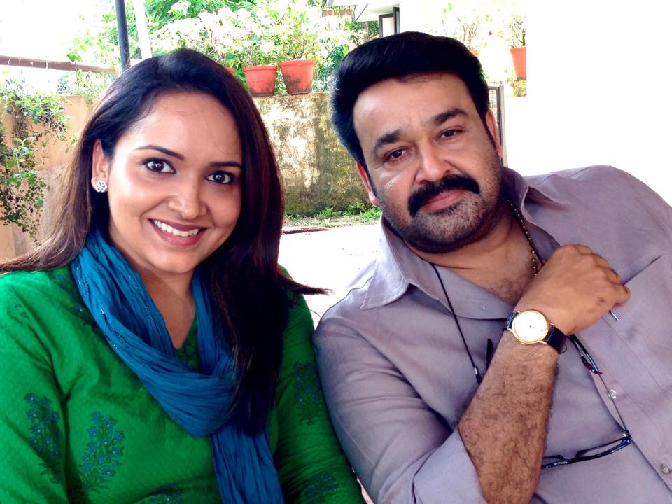 Lena (Malayalam Actress) with Mohanlal